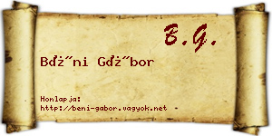 Béni Gábor névjegykártya